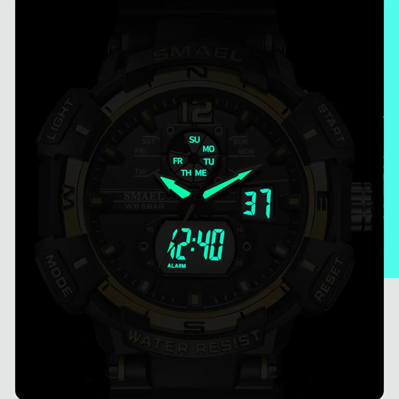 Top Luxury Brand Men'S Watch Outdoor Sports Waterproof Watches Dual Time Display Quartz Wristwatches Rubber Digital Clock