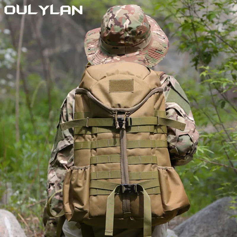 Oulylan 60L Outdoor Camouflage Sports Bag Hiking Tactical Backpack Waterproof Camping Storage Travel Rucksack for Men