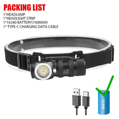 800 Lumens Right Angle Flashlight Rechargeable LED Headlamp