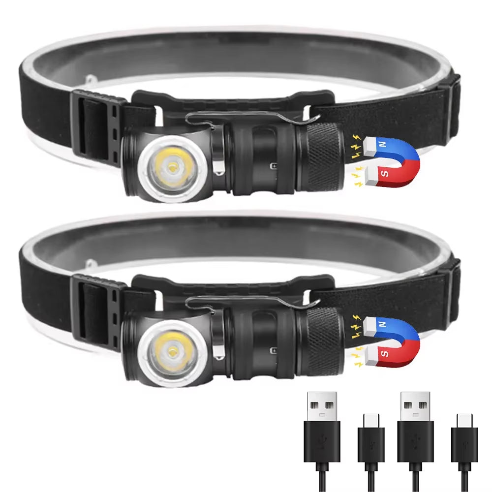 800 Lumens Right Angle Flashlight Rechargeable LED Headlamp